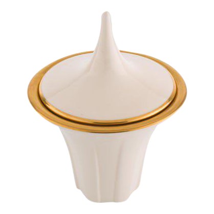 L Objet Cream Gold Covered Ceramic Candy Jar With Lid Chairish