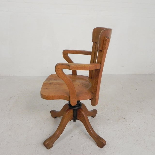 Oak Office Chair with Adjustable Spring System and Height Adjustment, 1950s For Sale - Image 10 of 18