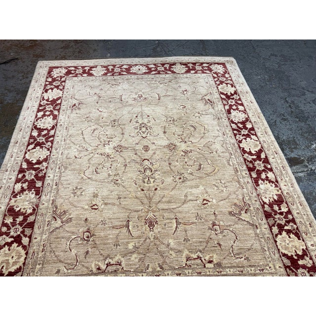 Textile 6ft 4in × 8ft 5in Hand-Knotted Pak-Veg Floral Border Area Rug For Sale - Image 7 of 12