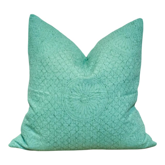 Seafoam Hand-Stitched Pillow Cover For Sale