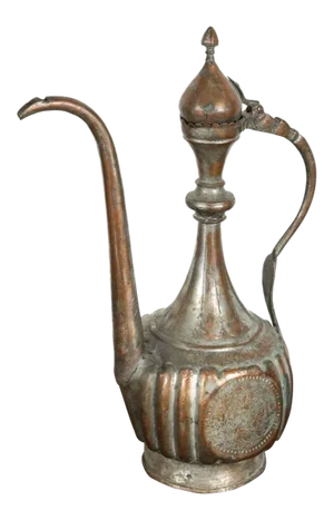 Antique 19th Century Middle Eastern Persian Tinned Copper Ewer