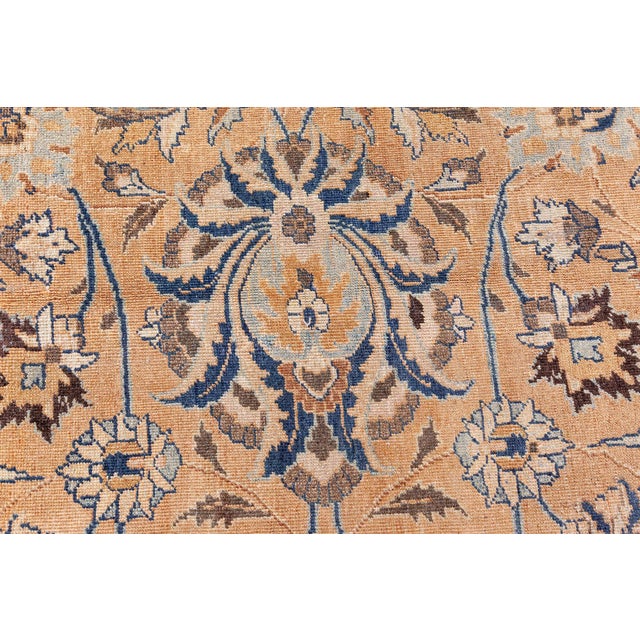 Early 20th Century Antique Persian Tabriz Orange Handmade Wool Rug For Sale - Image 5 of 6