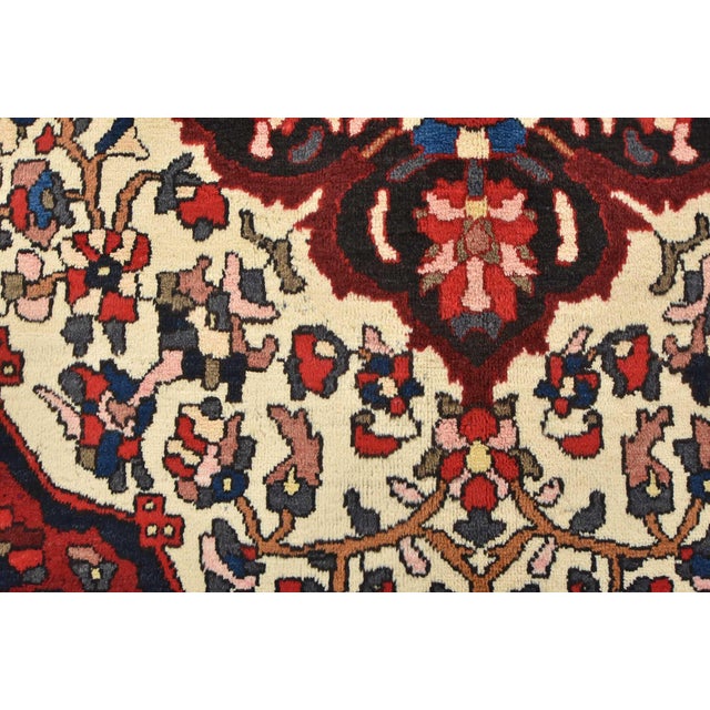 Bakhtiari Rug 6'11'' X 10'5'' Red Wool Semi-Antique Hand-Knotted Oriental Carpet For Sale - Image 10 of 14