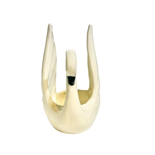 Vintage Coastal Ceramic Swan Petite Vase or Catchall For Sale - Image 4 of 12