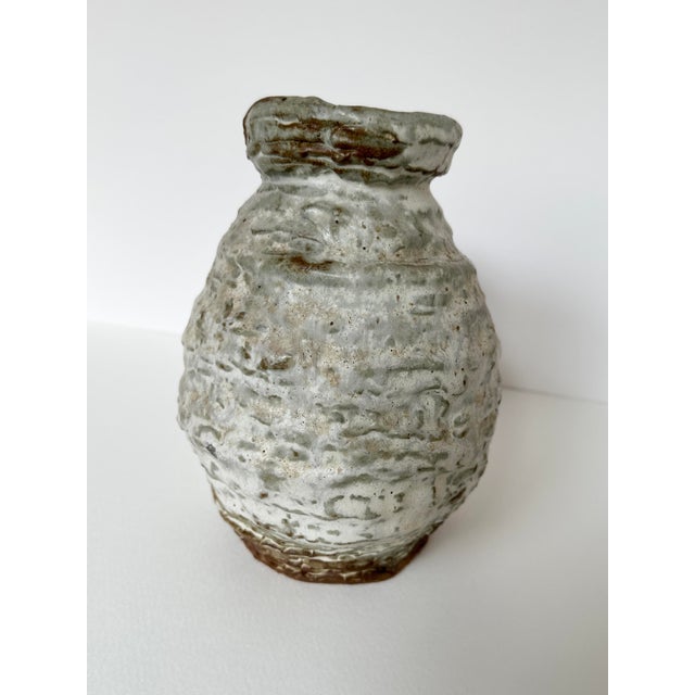 Rustic Mid 20th Century Rustic Hand-Thrown Studio Pottery Vase, Earthy Wabi-Sabi Form For Sale - Image 3 of 5