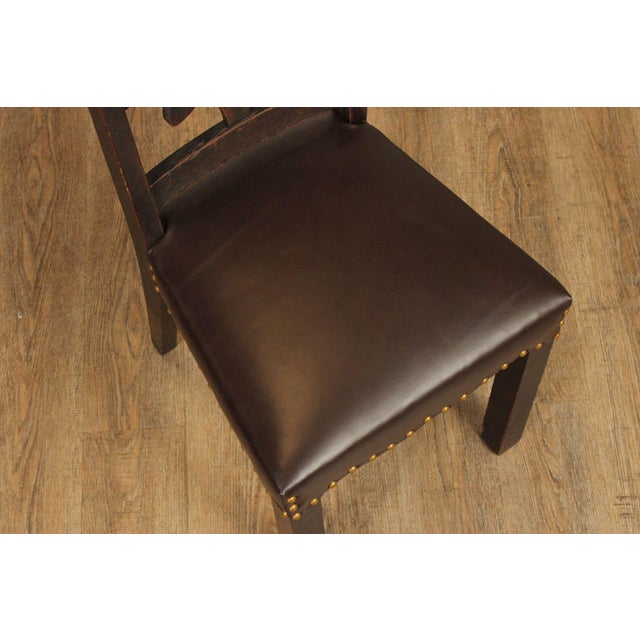 Michigan Chair Co. Antique Oak Arts & Crafts Hall Chair For Sale In Philadelphia - Image 6 of 12