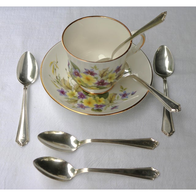 1910s 1910 Antique Alvin Sterling Silver Teaspoons Hamilton Pattern Monogrammed T-Set of 6 For Sale - Image 5 of 6