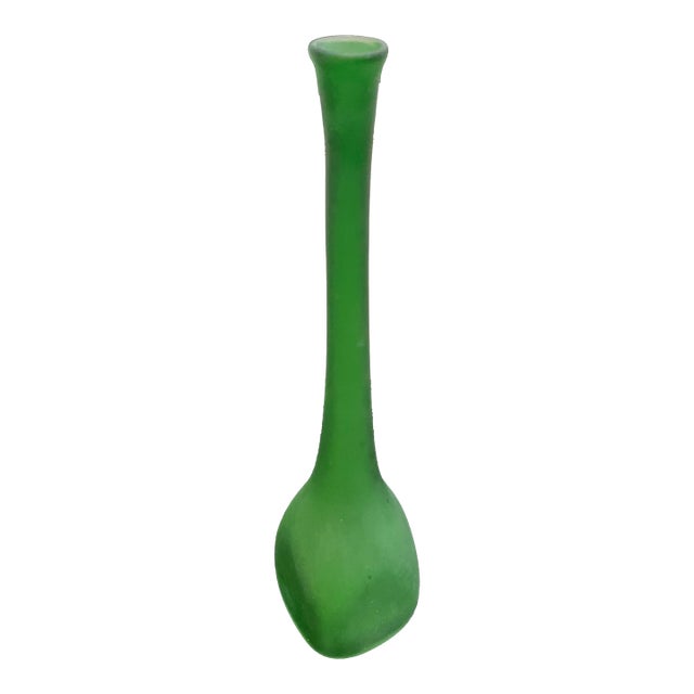 Michael Anchen Hand-Blown Long Neck Green Bottle For Sale