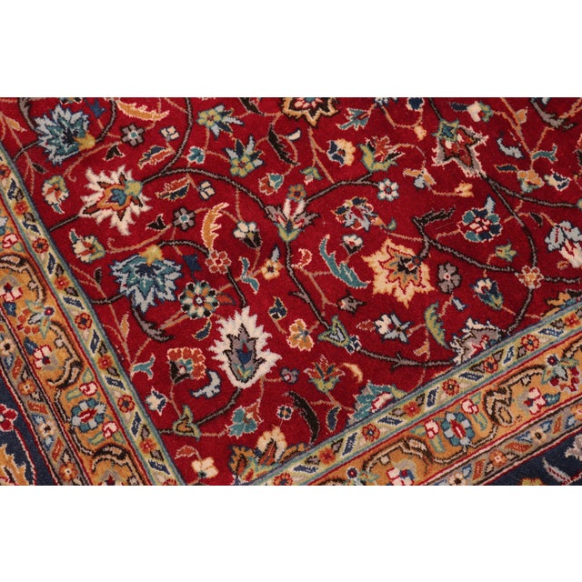 Shabby Chic Shabby Chic 1990's Floral Pak-Persian Red/Teal Wool Rug- 9'0'' X 12'0'' For Sale - Image 3 of 9