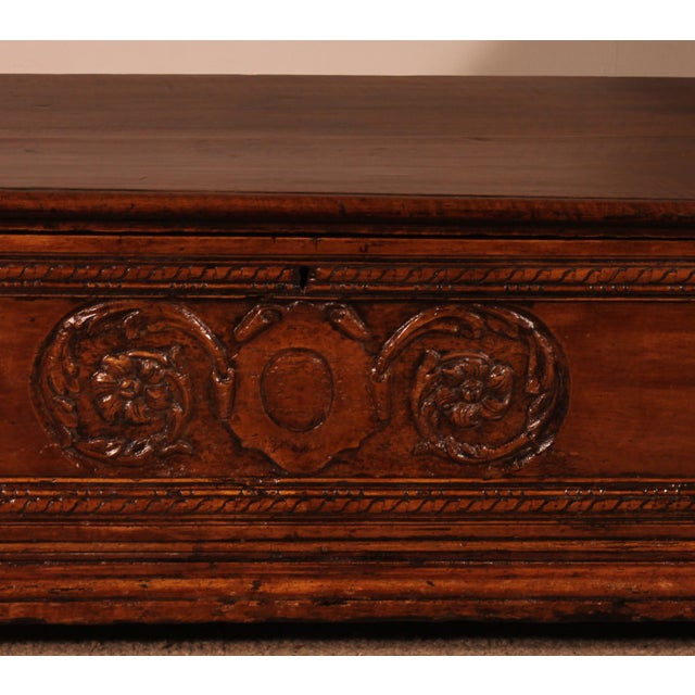 Superb and rare Italian Renaissance chest from the late 16th/early 17th century, circa 1600, in Lombardy walnut. A very...