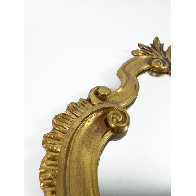 Metal Vintage Rococo Baroque Style Gilt Metal Wall Mirror With Ornate Frame For Sale - Image 7 of 17