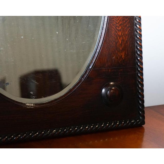 Antique English Arts & Crafts Oak Wall Mirror For Sale - Image 10 of 12