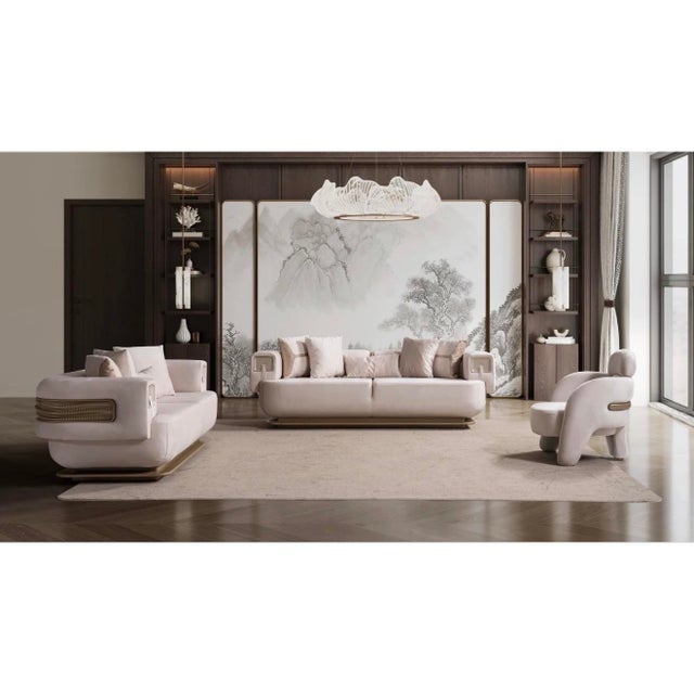 New Athena 3–Piece Modern Curved Silhouette Luxury Sofa Set - Sofa , Loveseat & Chair For Sale - Image 18 of 18