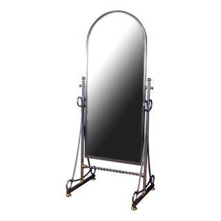 Mid-Century Italian Psyche Mirror by A. Orlandi, Italy, 1970s For Sale