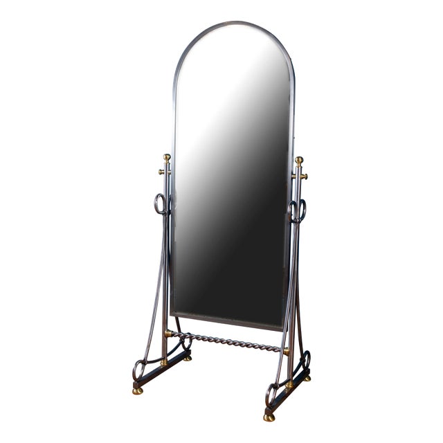 Mid-Century Italian Psyche Mirror by A. Orlandi, Italy, 1970s For Sale