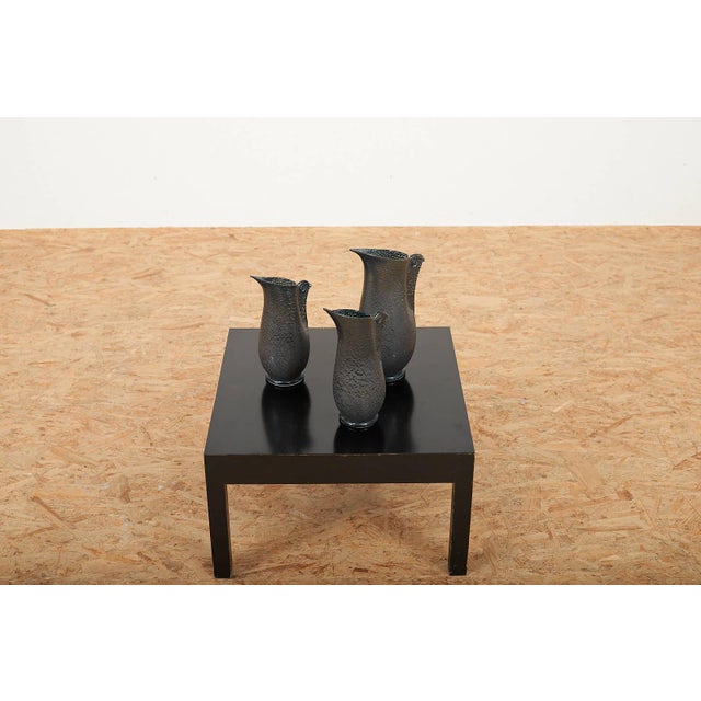 Black Barbarico Vases by Ercole Barovier for Barovier & Toso, 1951, Set of 3 For Sale - Image 8 of 15