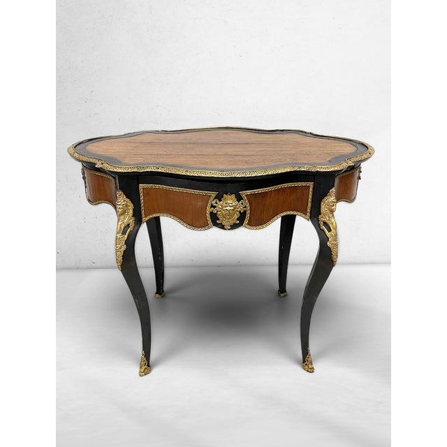 Mid 19th Century Antique 19th Century Napoleon III Style Console Table W/ Gilt Metal Mounts & Medallions For Sale - Image 5 of 15