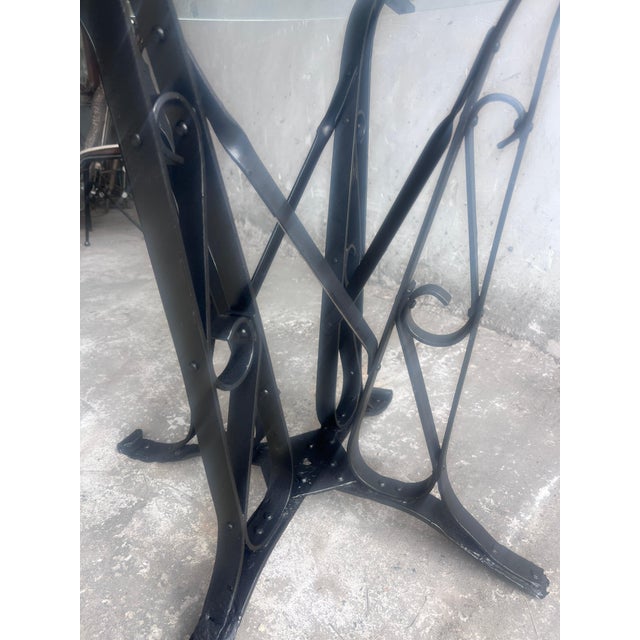 French Art Deco Wrought-Iron and Glass Dining Table, 1930 For Sale - Image 4 of 9