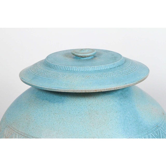 Postmodern 1980s Lidded Amphora Style Ceramic Vessel, Custom for Steve Chase For Sale - Image 3 of 8