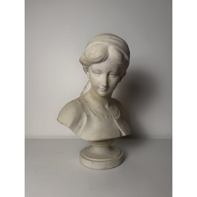 Sculpture Bust of Young Woman, 1800s, Marble For Sale - Image 13 of 15