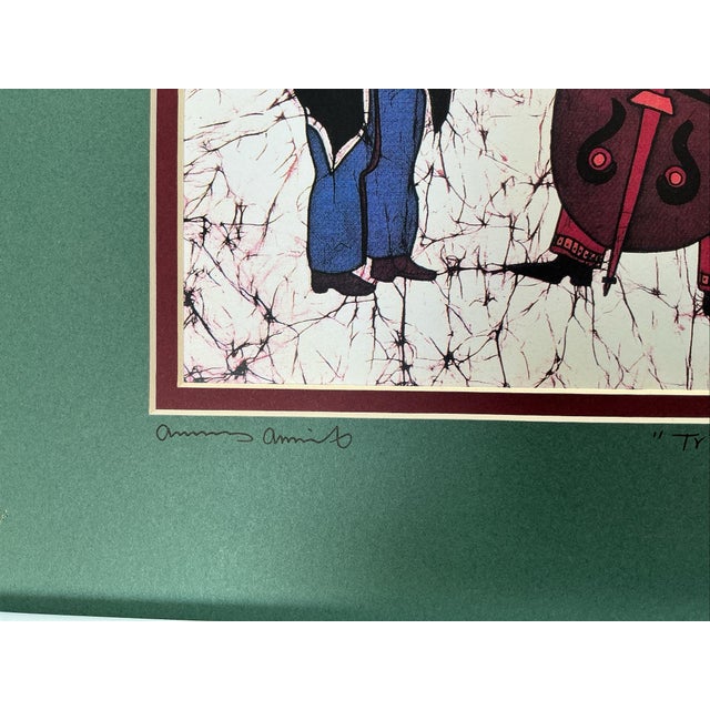1990s 1990s Amos Amit “Trio” Signed Numbered 460/500 Batik Print Israeli Jewish Art Matted For Sale - Image 5 of 5