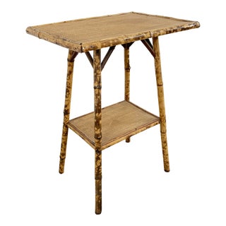 Antique Scorched Bamboo Side Table For Sale