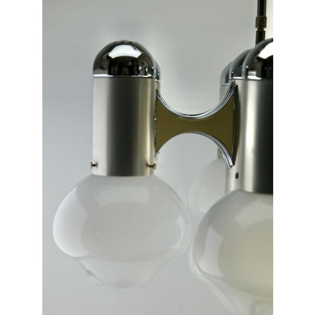 1960s Chrome and Opaline Glass Globes Chandelier from Sciolari For Sale - Image 5 of 17