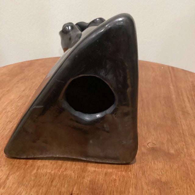 Vintage Early 20th Century Black Ceramic Woman With Water Jag Figurine Sculpture For Sale - Image 12 of 13