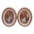 Pair Mid-Century French Painted Genre Scene Oval Glass Pendants in Gilt Frames For Sale