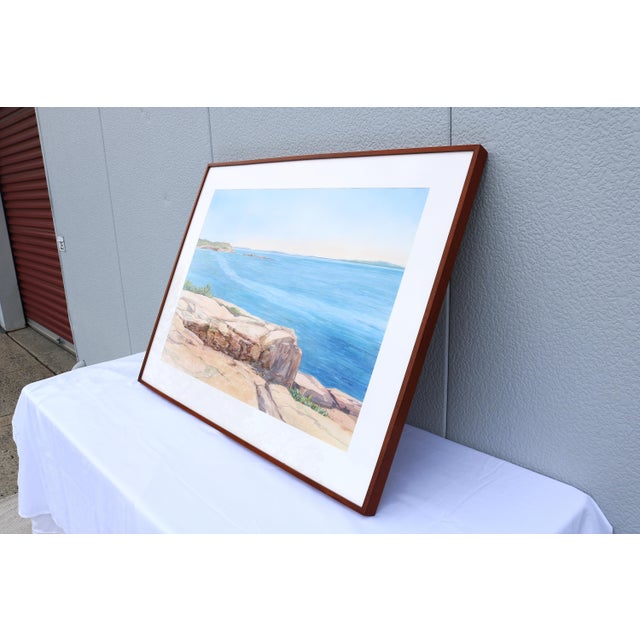 1986 Hannah Ferenbach Rocky Coastal Seascape Watercolor Painting One-of-a-Kind For Sale - Image 4 of 18