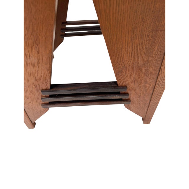 Wood Art Deco Oak and Macassar Side Table by P.E.L. Izeren for De Genneper Molen, 1920s For Sale - Image 7 of 12