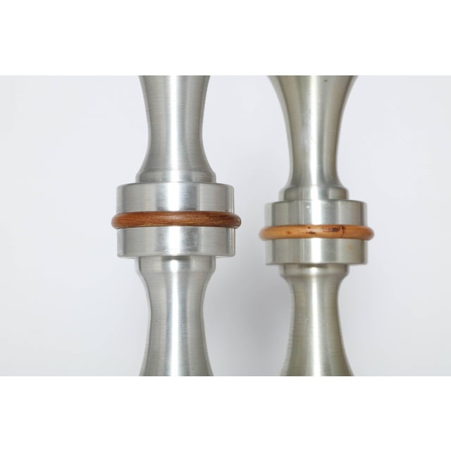 1950s Russel Wright Spun Aluminum, Maple and Crystal Ball Table Lamps - A Pair For Sale - Image 6 of 12