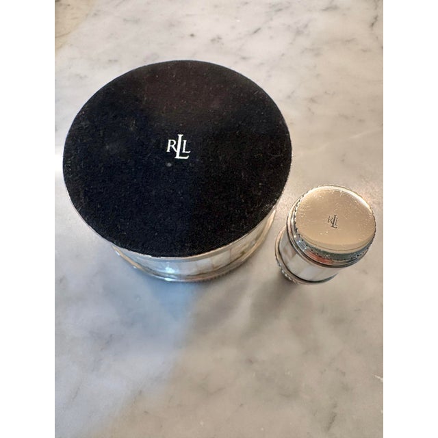 Ralph Lauren Mother‑of‑Pearl Wine Coaster & Bottle Stopper Set — Luxe Barware, Bar Cart Styling, Coastal Glam, Palm Beach Regency, Barware For Sale - Image 10 of 10