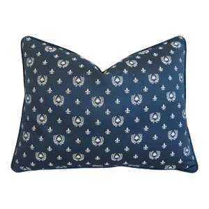 French Embordered Napoleonic Bee, Wreath & Fleur-De-Lis Feather/Down Pillow 24" X 18"