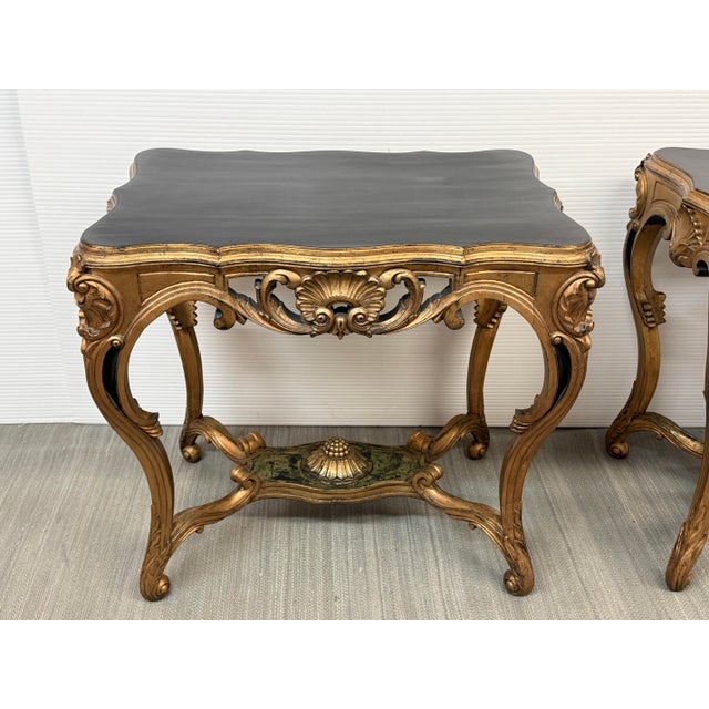 Antique Rococo Revival Giltwood Side Tables, Pair For Sale - Image 10 of 12