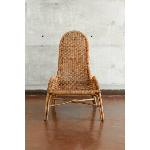 Set of Wicker Armchairs with Curved Backrests, 1980s For Sale - Image 3 of 12