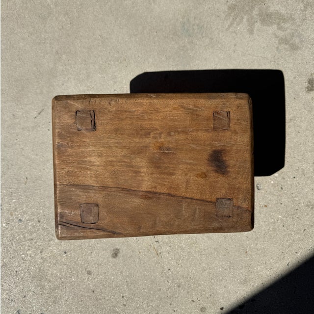 Small Wabi-Sabi Style Oval Teak Occasional Stool, 1980s For Sale - Image 6 of 12