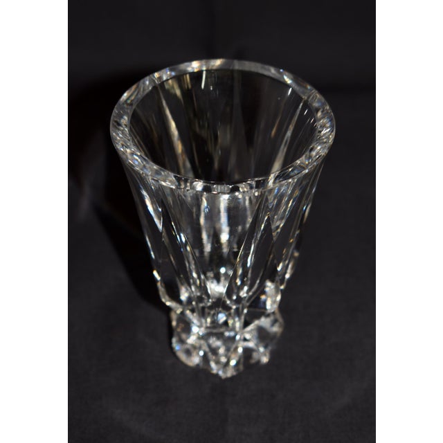 Glass Vtg. Art Deco Style Tapered Thick Cut Crystal Vase - Saint-Louis For Sale - Image 7 of 13