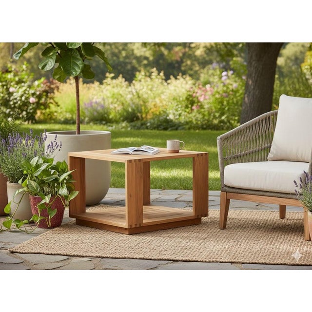 Imperial Grove Solid Teak Wood Outdoor End Table Stylish For Sale - Image 11 of 12