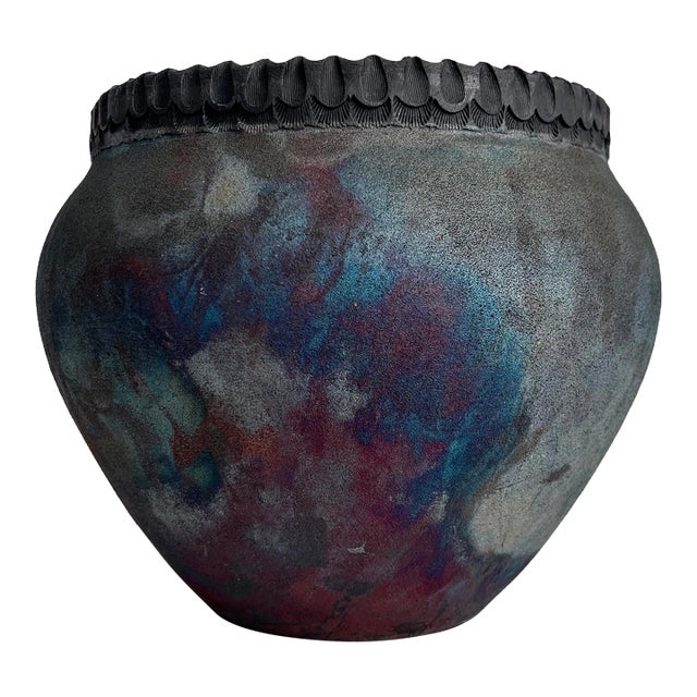 Large Raku Pot Vase For Sale