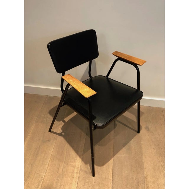 Metal Circa 1950 Black Lacquered Armchairs Attributed to Willy Van Der Meeren - A Pair For Sale - Image 7 of 13