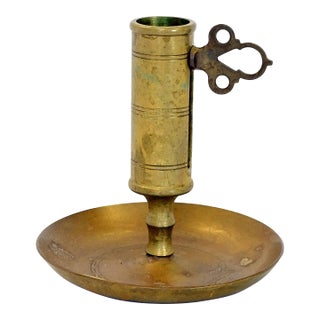 Antique Brass Adjustable Height Push-Up Candleholder For Sale