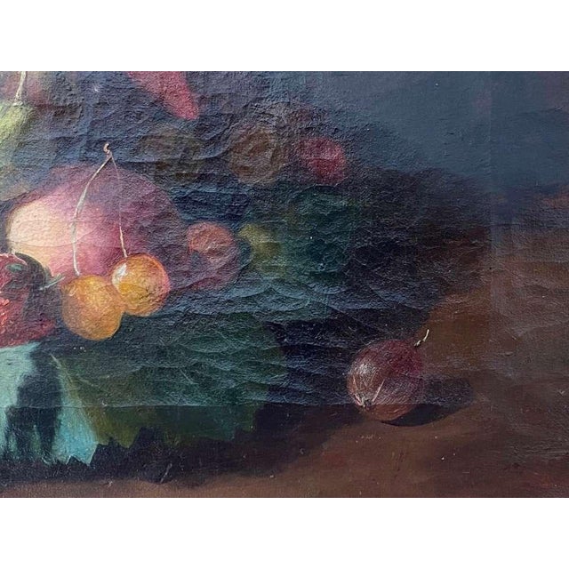Textile Biedermeier Fruit Still Life, Signed by Leopold Von Stoll, Oil on Canvas, 19th Century. For Sale - Image 7 of 10