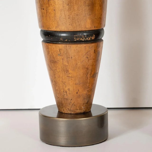 Brown Vintage 1950s Retrofitted Juggling Pin Lamps - a Pair For Sale - Image 8 of 12