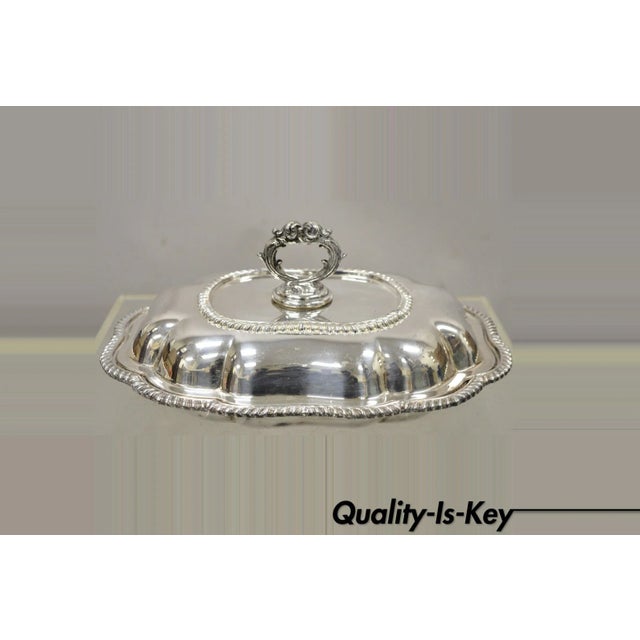 Vintage Regency Style Silver Plated Covered Vegetable Dish Serving Platter For Sale - Image 13 of 13
