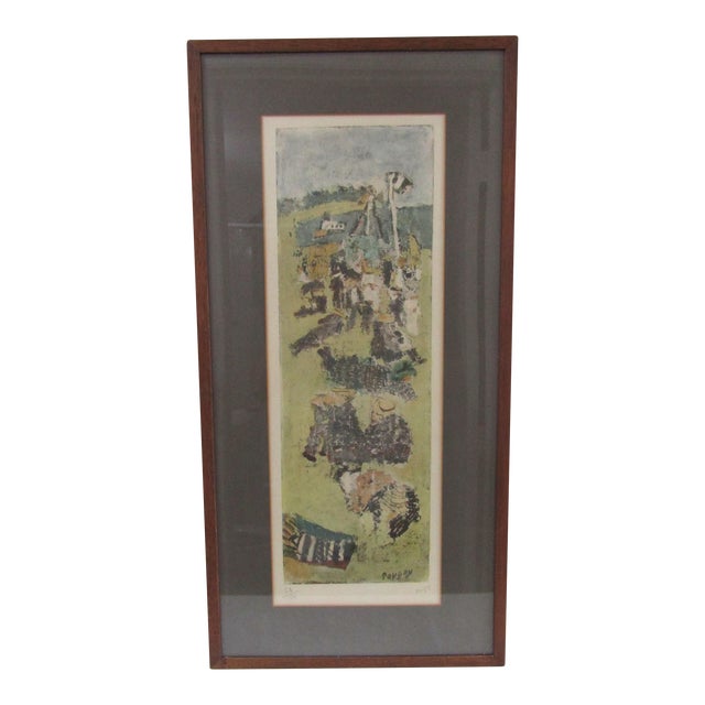 Jean Pougny Signed Lithograph on the Beach Circa 1950s Numbered 23/150, Framed For Sale