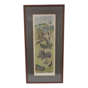 Jean Pougny Signed Lithograph on the Beach Circa 1950s Numbered 23/150, Framed