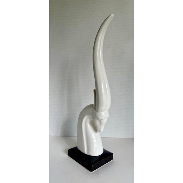 Early 21st Century Modern Ceramic Porcelain Black and White Gazelle Sculptural Figure For Sale - Image 5 of 7