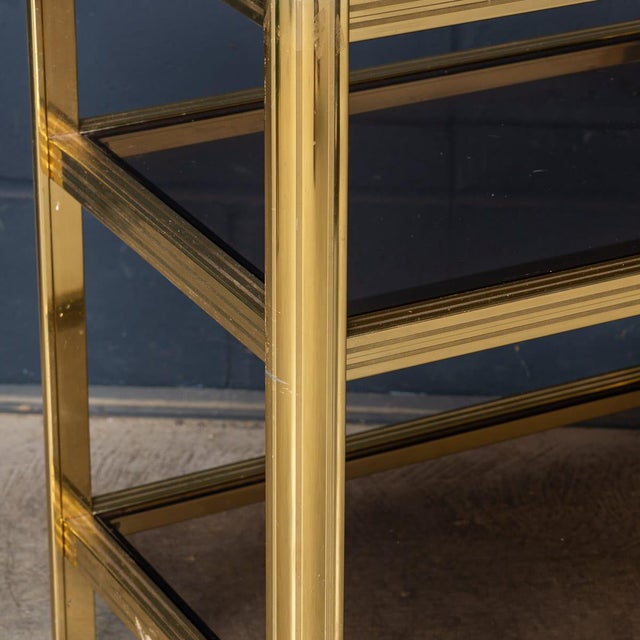 Vintage Brass and Smoked Glass Drinks Trolley from Maison Jansen, 1970 For Sale - Image 11 of 18