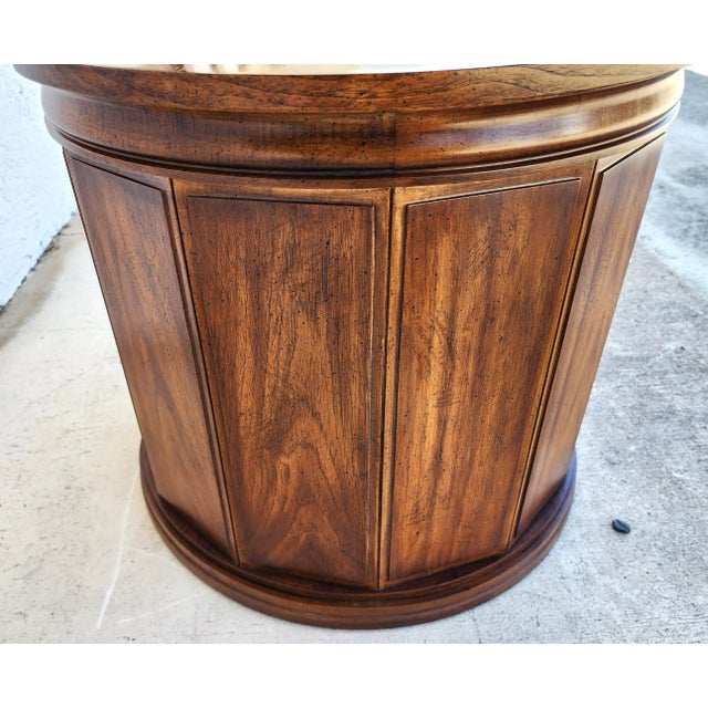Wood Drum Side Center Table Vintage by Weiman For Sale - Image 7 of 8